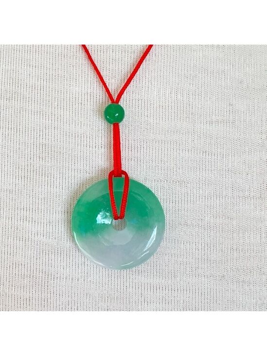 Jewelry - Genuine Jade 1 inch Circle Donut Necklace on red string
